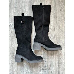 Patrizia Womens Black Microsuede Mid-Calf Chunky Heel Starlie Tall Boots Size 40